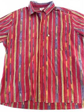 ANOKHI India Red Striped Cotton Shirt XL